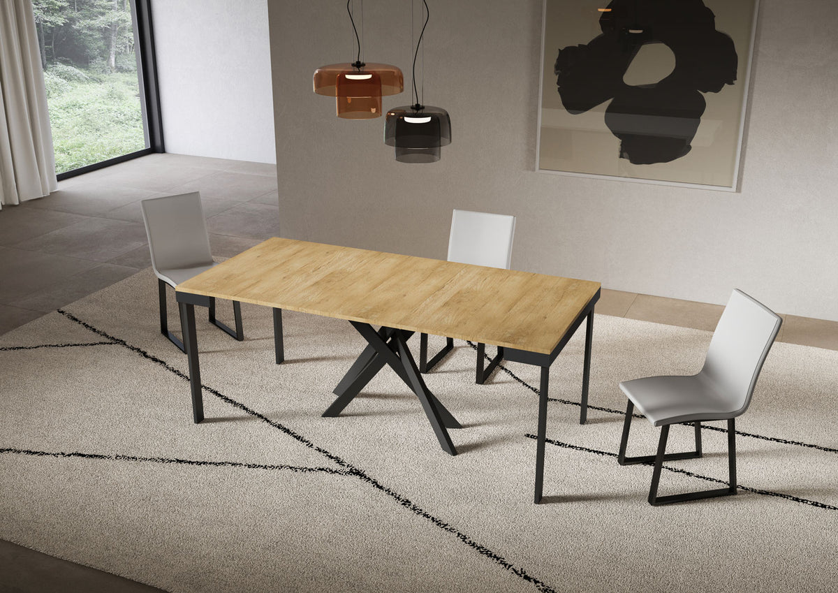 Consolle allungabile 90x40/300 cm Altavilla Evolution Quercia Natura gambe antracite