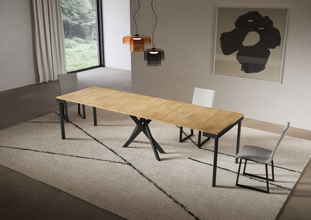 Consolle allungabile 90x40/300 cm Altavilla Evolution Quercia Natura gambe antracite