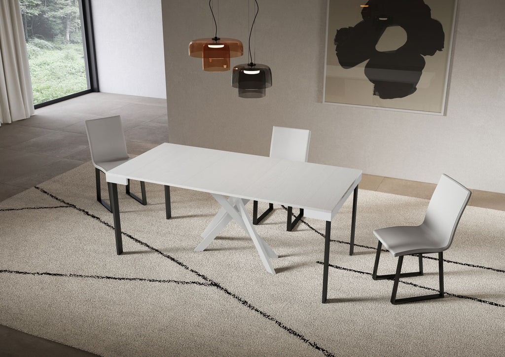 Consolle allungabile 90x40/300 cm Altavilla Evolution Bianco Frassino gambe bianche