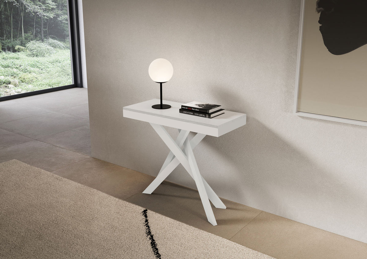 Consolle allungabile 90x40/300 cm Altavilla Evolution Bianco Frassino gambe bianche