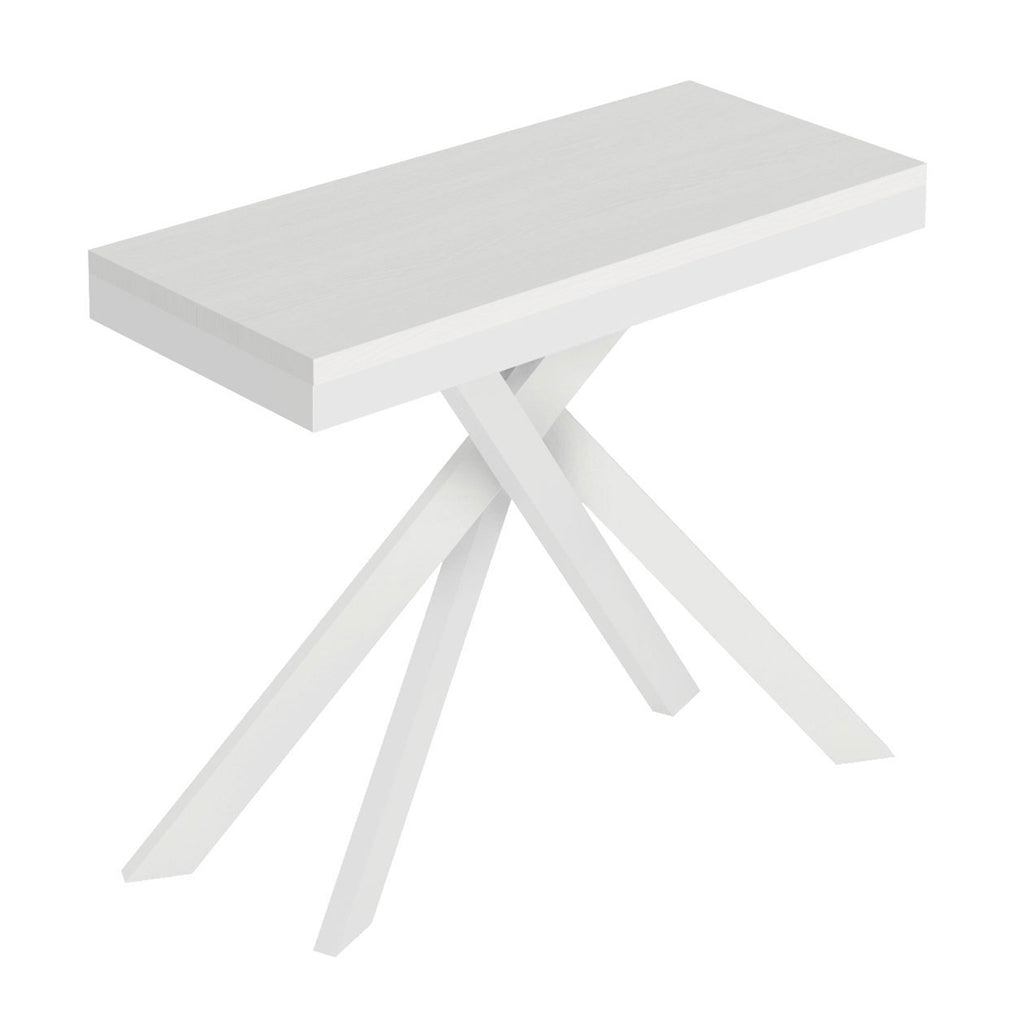 Consolle allungabile 90x40/300 cm Altavilla Evolution Bianco Frassino gambe bianche