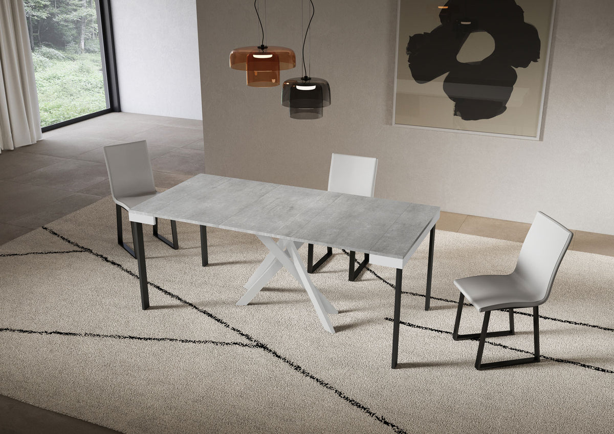 Consolle allungabile 90x40/196 cm Altavilla Small Evolution Cemento gambe bianche