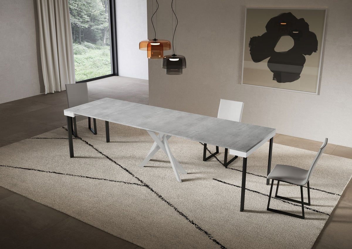 Consolle allungabile 90x40/300 cm Altavilla Evolution Cemento gambe bianche