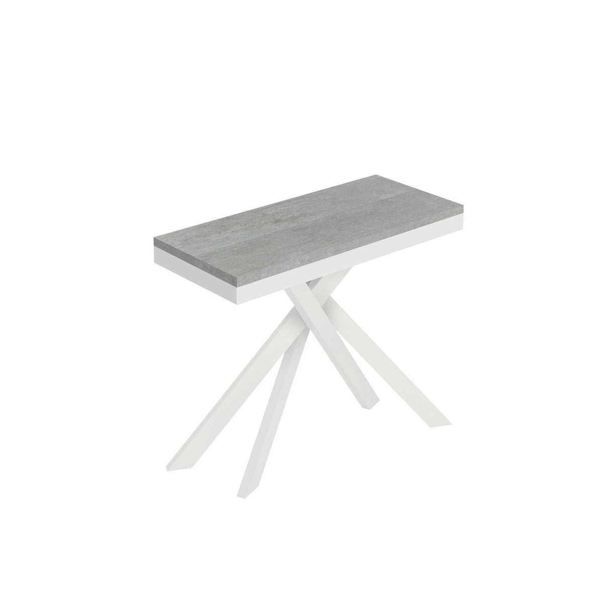 Consolle allungabile 90x40/196 cm Altavilla Small Evolution Cemento gambe bianche