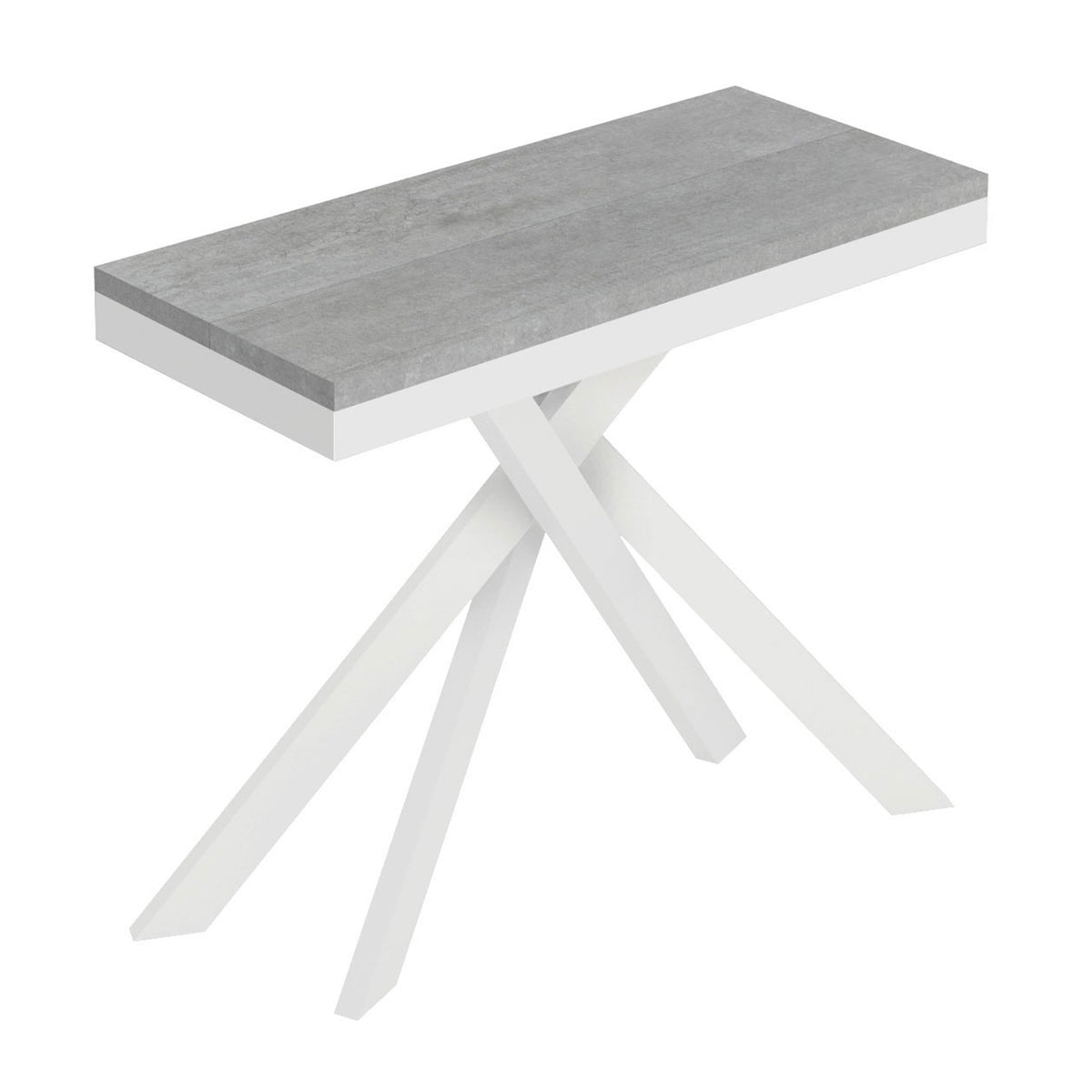 Consolle allungabile 90x40/196 cm Altavilla Small Evolution Cemento gambe bianche