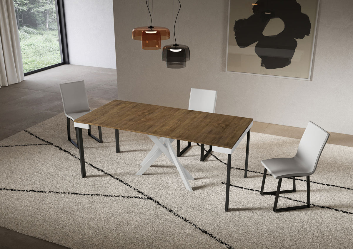 Consolle allungabile 90x40/300 cm Altavilla Evolution Noce gambe bianche