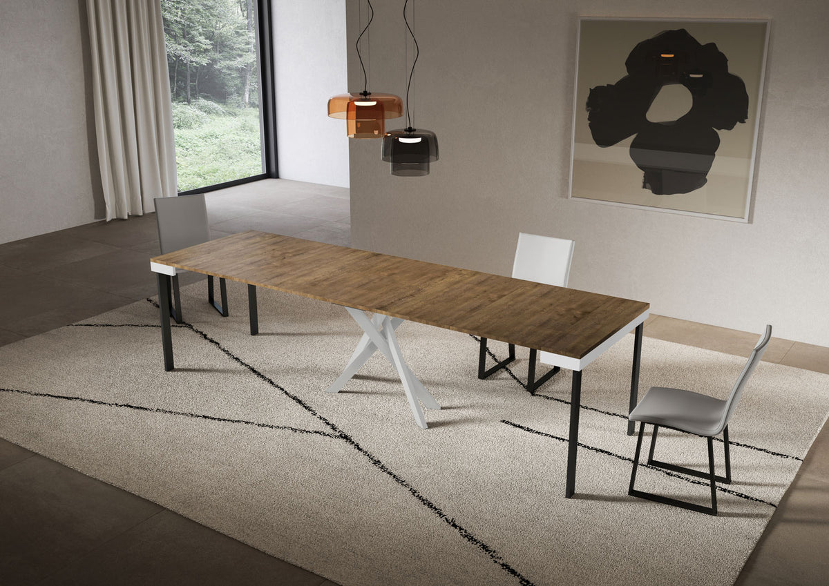Consolle allungabile 90x40/300 cm Altavilla Evolution Noce gambe bianche