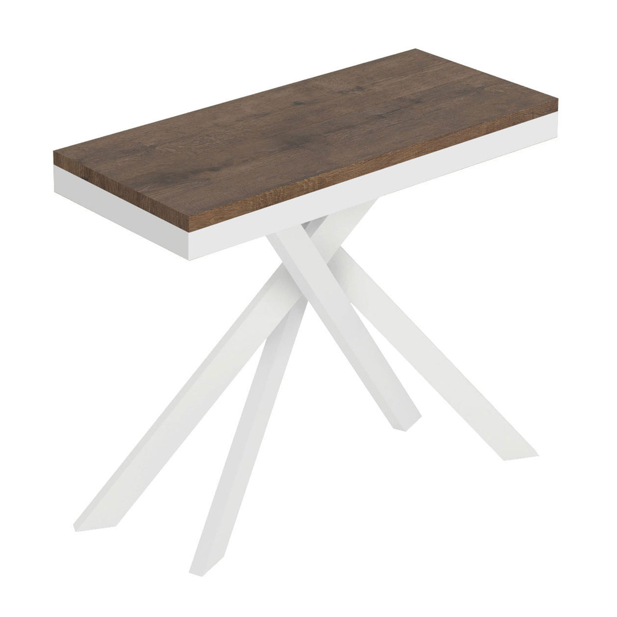 Consolle allungabile 90x40/196 cm Altavilla Small Evolution Noce gambe bianche