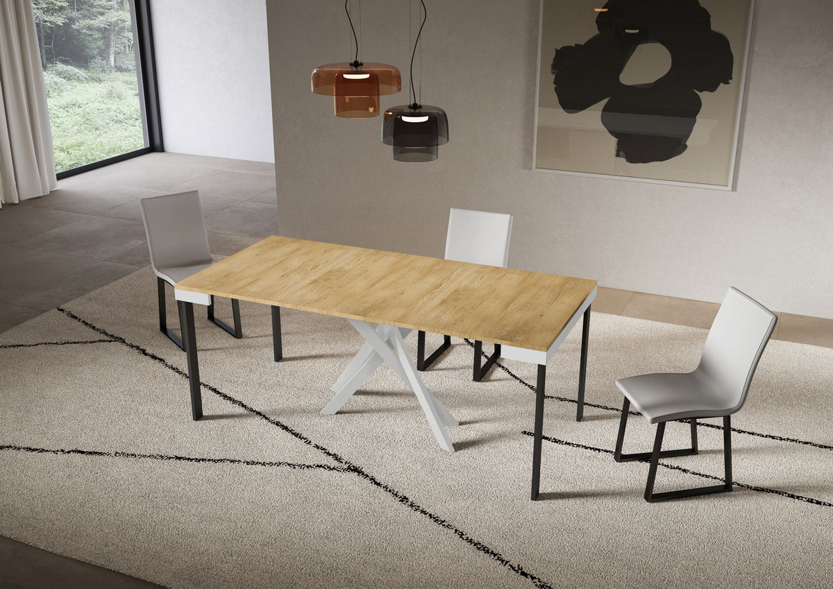 Consolle allungabile 90x40/196 cm Altavilla Small Evolution Quercia Natura gambe bianche