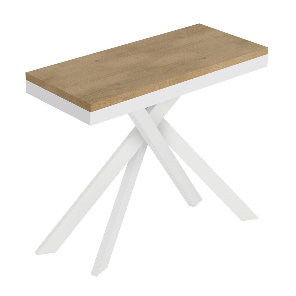 Consolle allungabile 90x40/196 cm Altavilla Small Evolution Quercia Natura gambe bianche