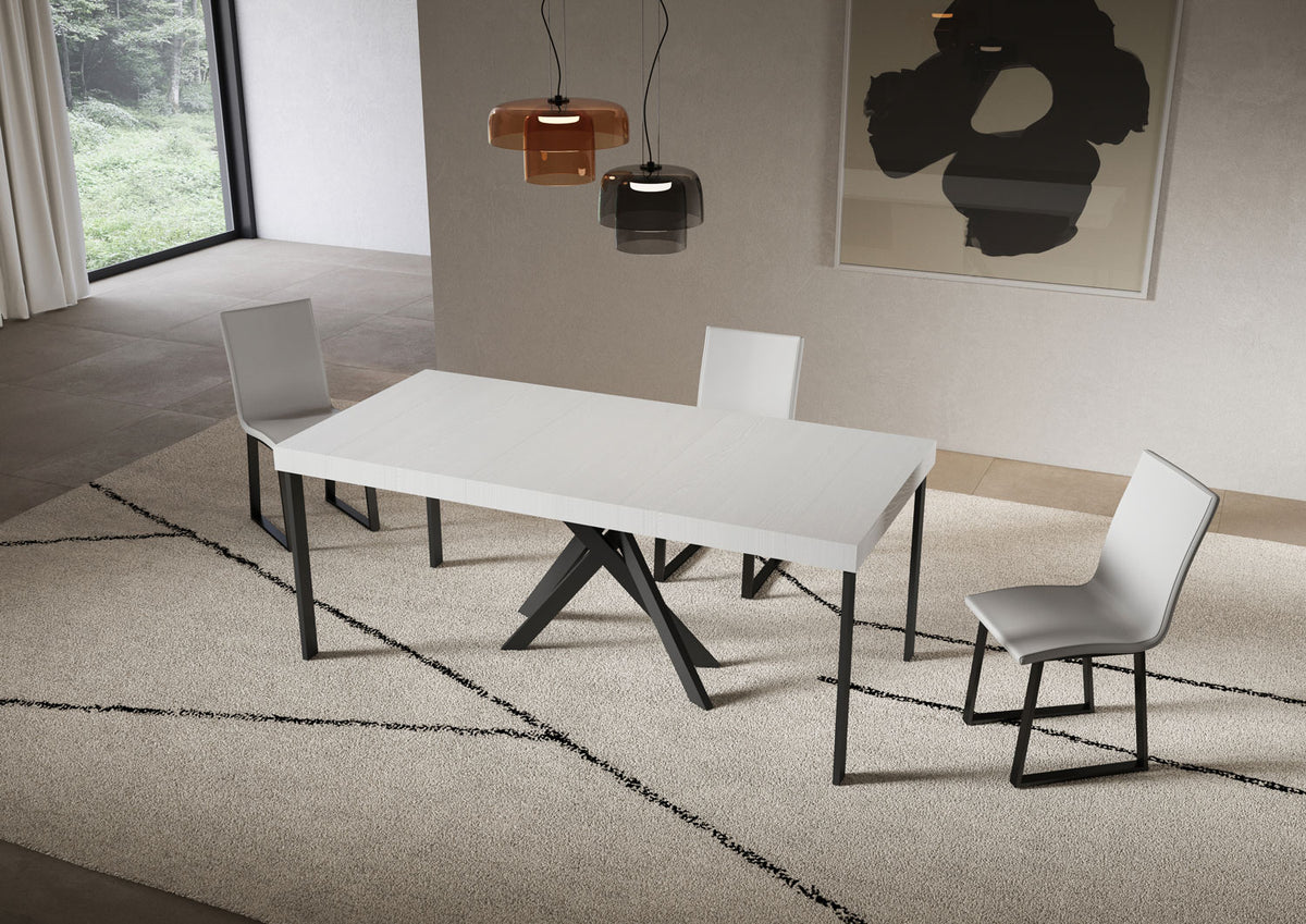 Consolle allungabile 90x40/196 cm Altavilla Small Premium Bianco Frassino gambe antracite