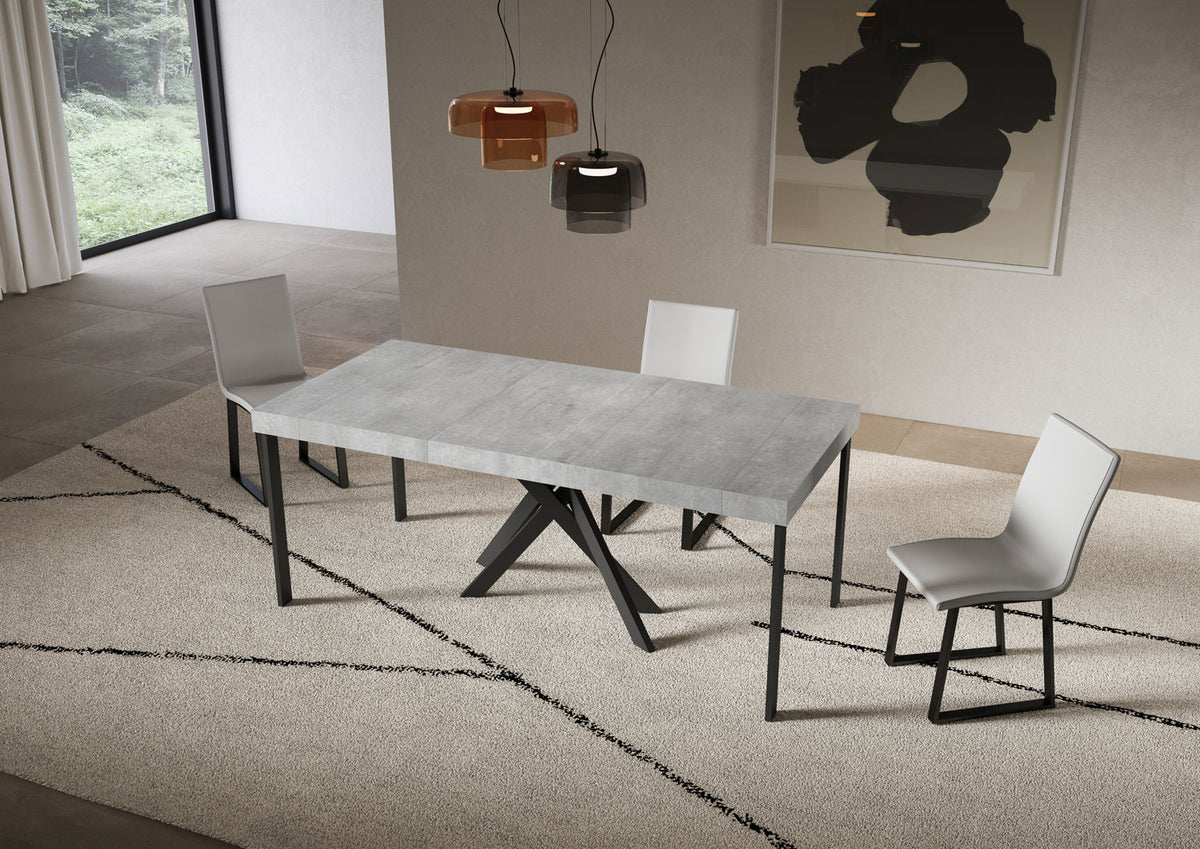 Consolle allungabile 90x40/300 cm Altavilla Premium Cemento gambe antracite