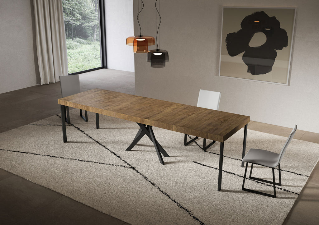 Consolle allungabile 90x40/300 cm Altavilla Premium Noce gambe antracite