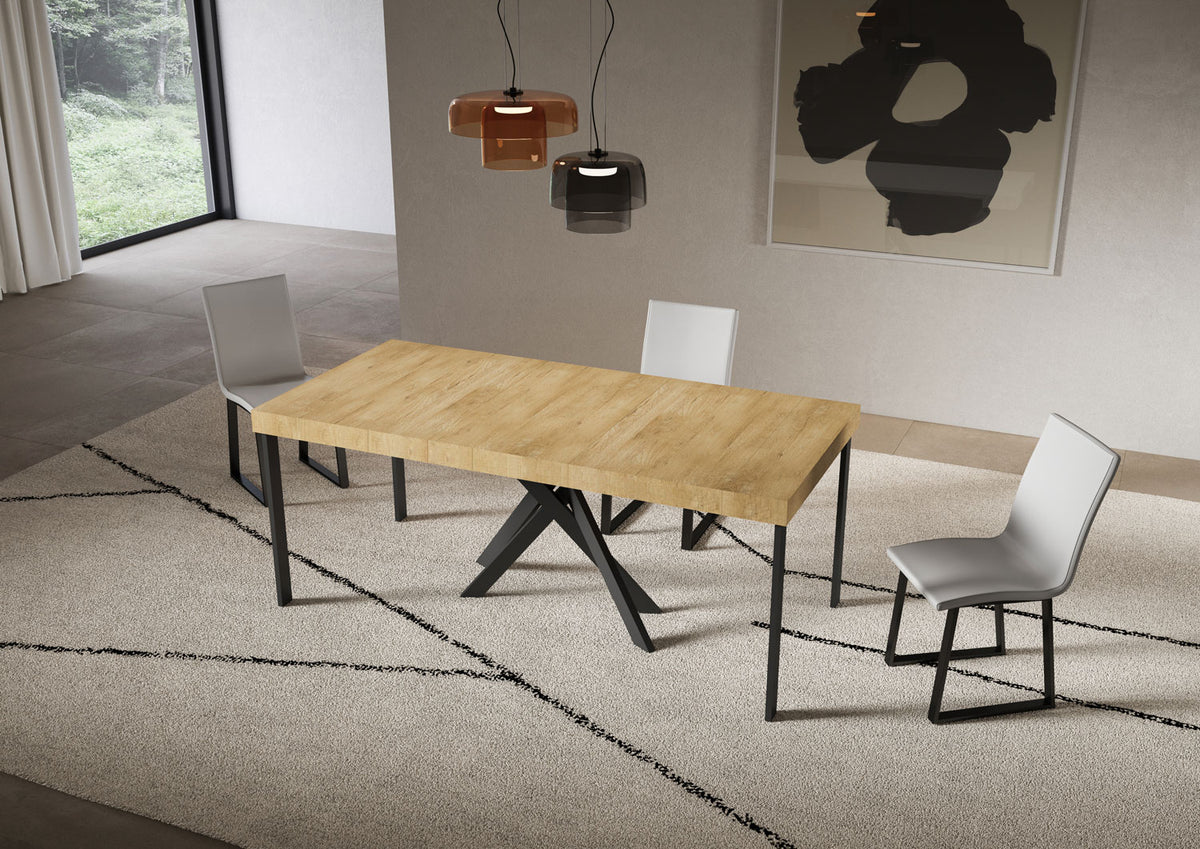 Consolle allungabile 90x40/300 cm Altavilla Premium Quercia Natura gambe antracite