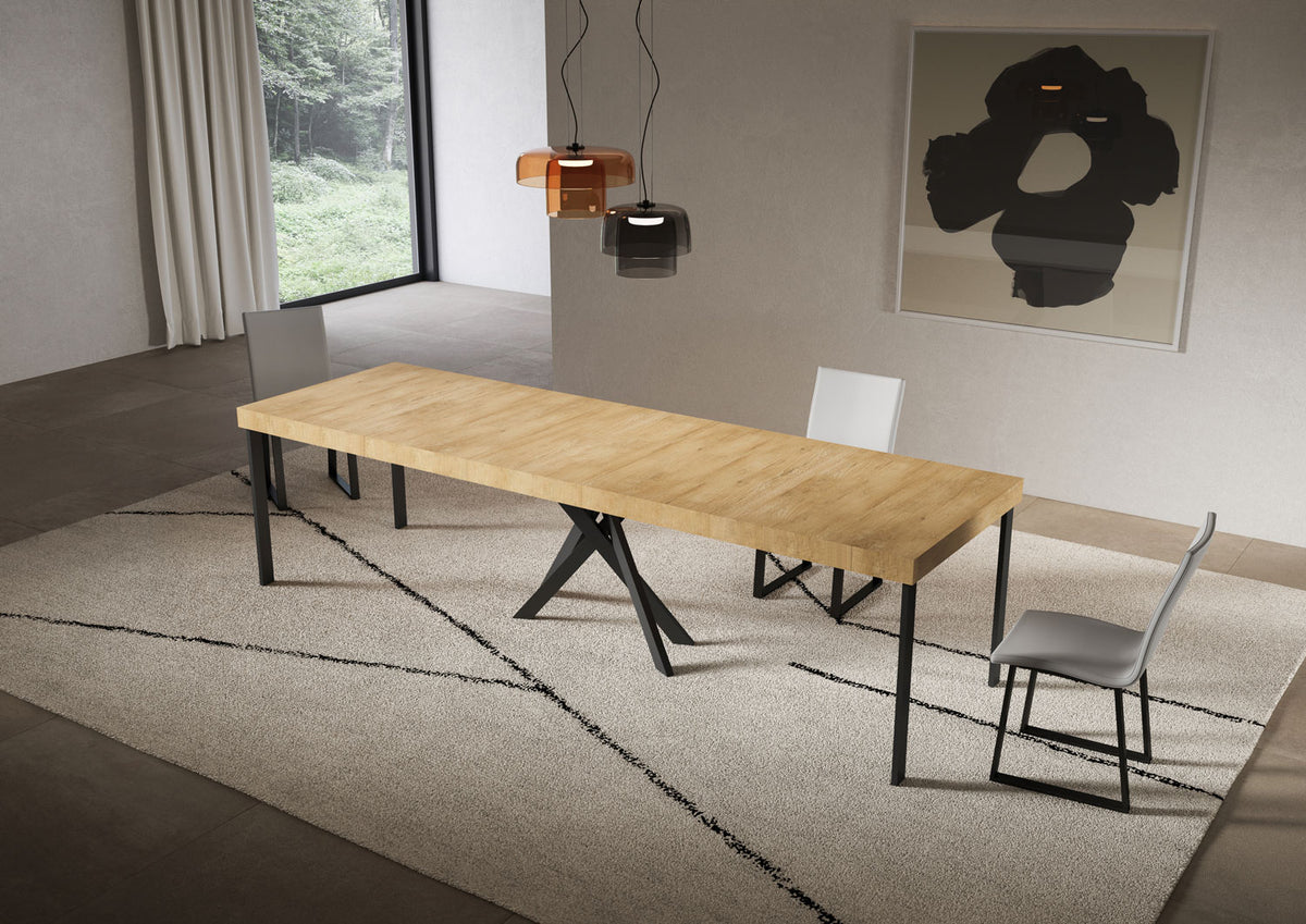 Consolle allungabile 90x40/300 cm Altavilla Premium Quercia Natura gambe antracite