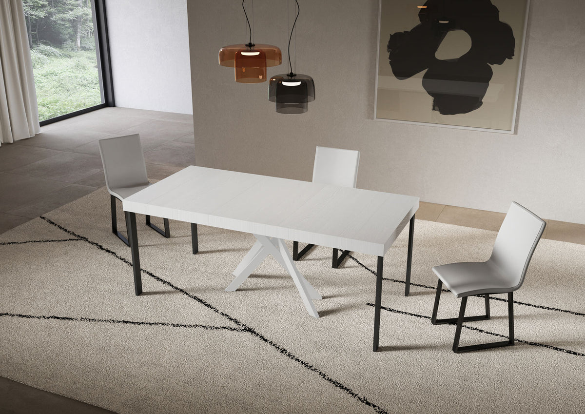 Consolle allungabile 90x40/196 cm Altavilla Small Premium Bianco Frassino gambe bianche