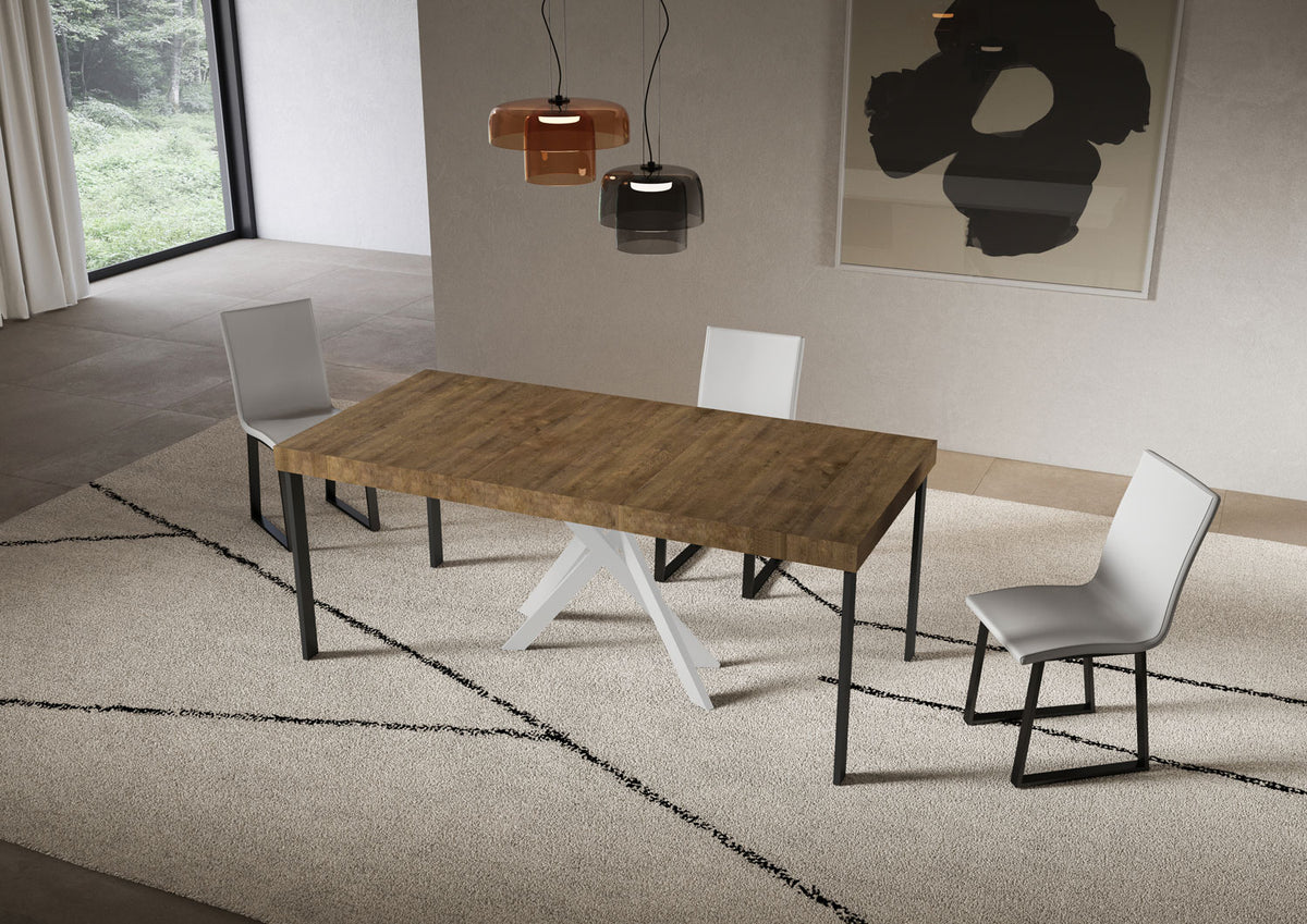 Consolle allungabile 90x40/300 cm Altavilla Premium Noce gambe bianche