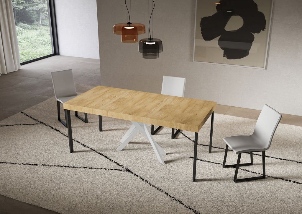 Consolle allungabile 90x40/196 cm Altavilla Small Premium Quercia Natura gambe bianche