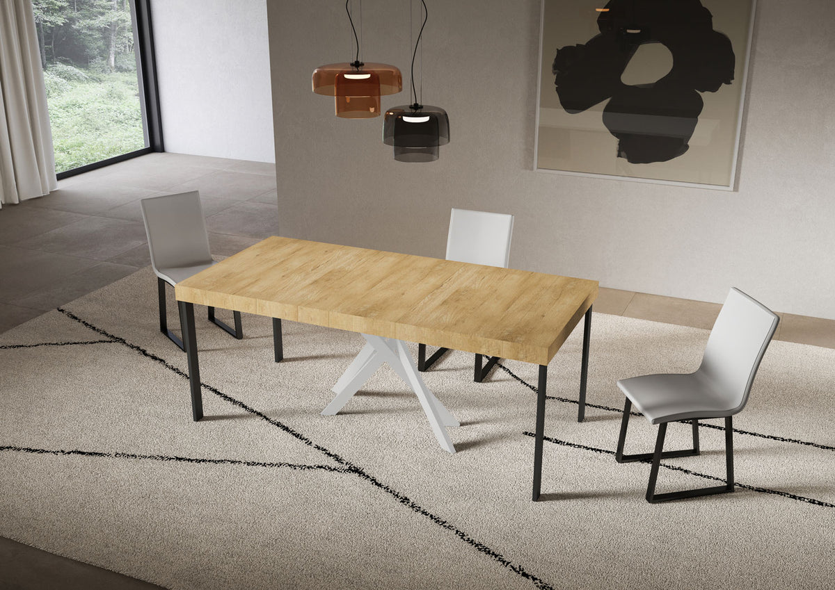 Consolle allungabile 90x40/300 cm Altavilla Premium Quercia Natura gambe bianche