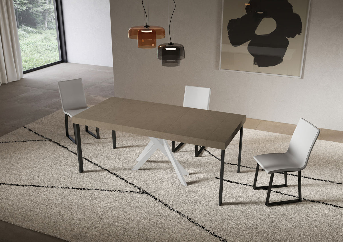 Consolle allungabile 90x40/196 cm Altavilla Small Premium Tortora gambe bianche