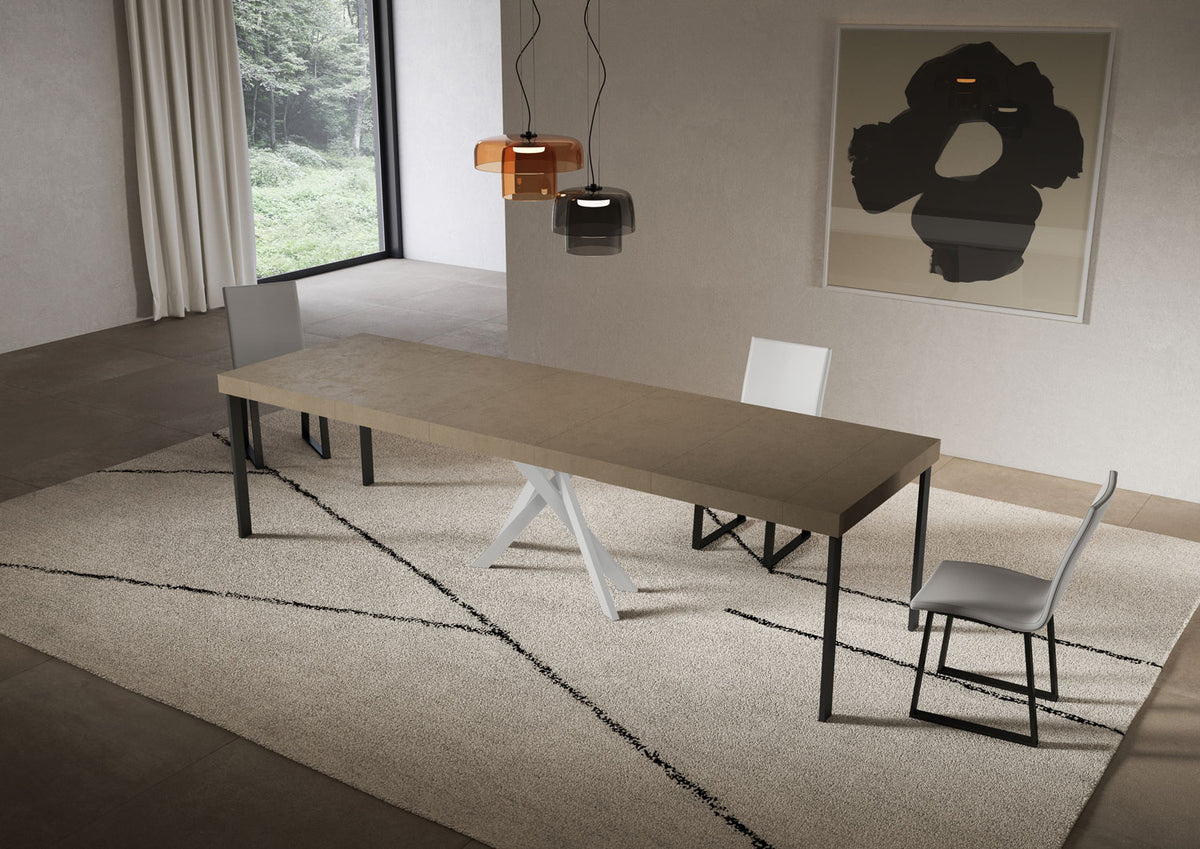 Consolle allungabile 90x40/300 cm Altavilla Premium Tortora gambe bianche