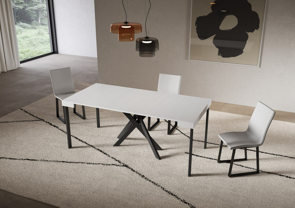 Consolle allungabile 90x40/300 cm Altavilla Bianco Frassino gambe antracite