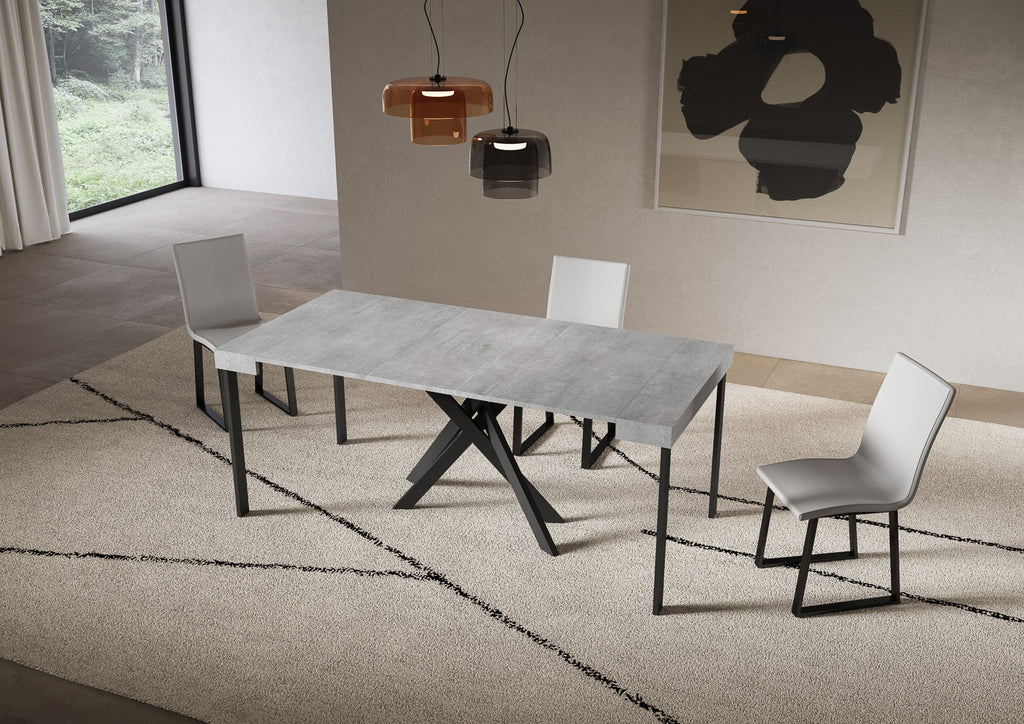 Consolle allungabile 90x40/300 cm Altavilla Cemento gambe antracite