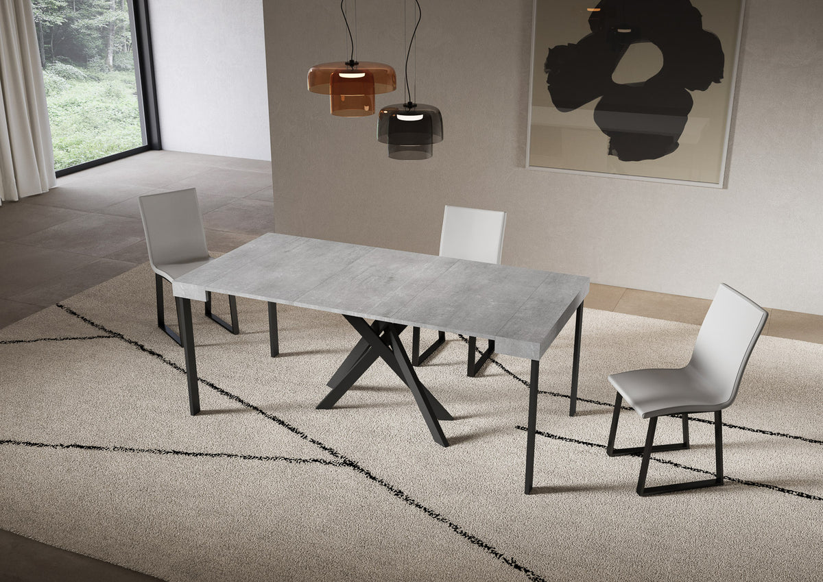 Consolle allungabile 90x40/300 cm Altavilla Cemento gambe antracite