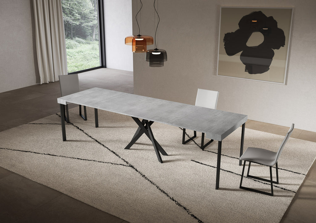 Consolle allungabile 90x40/300 cm Altavilla Cemento gambe antracite
