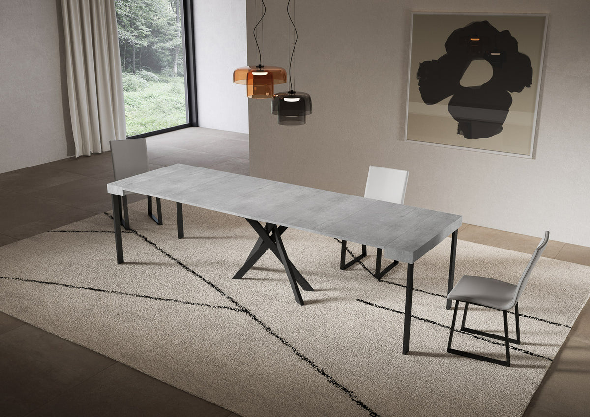 Consolle allungabile 90x40/300 cm Altavilla Cemento gambe antracite