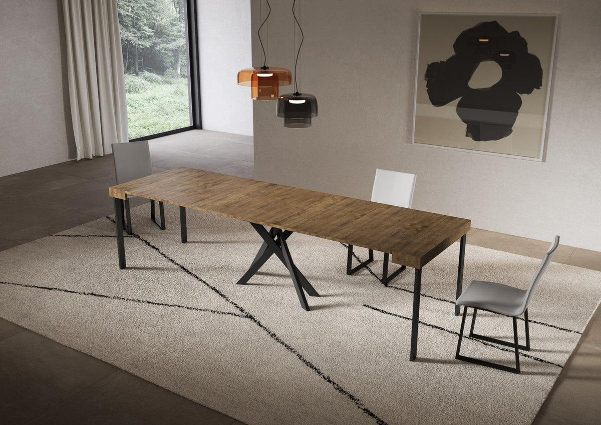 Consolle allungabile 90x40/300 cm Altavilla Noce gambe antracite