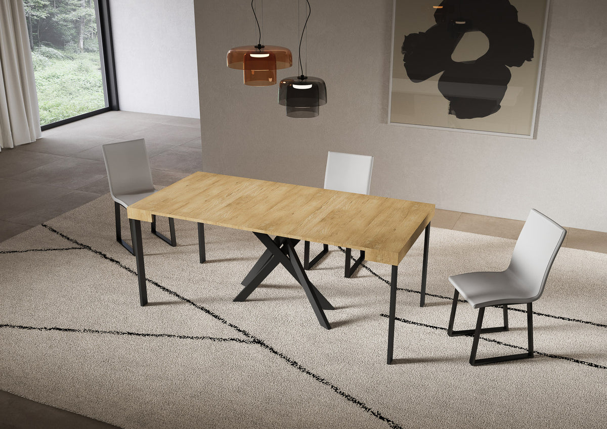 Consolle allungabile 90x40/300 cm Altavilla Quercia Natura gambe antracite