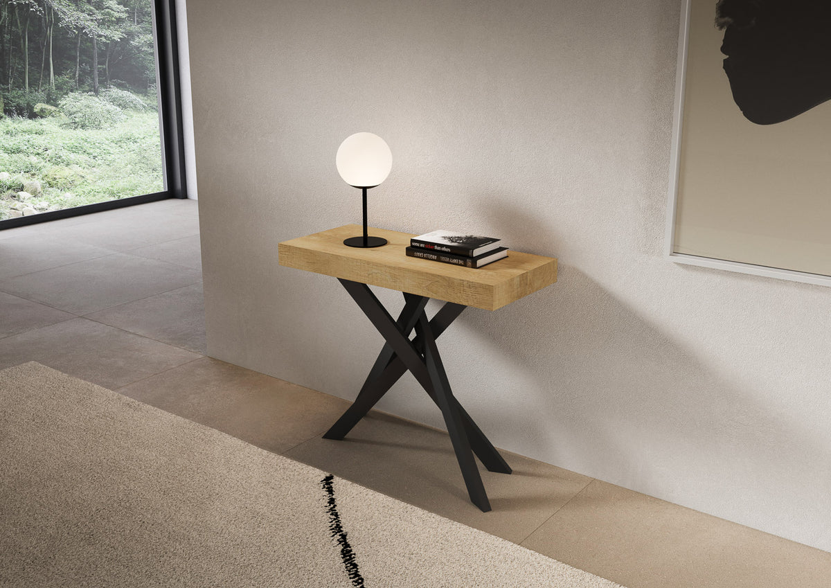 Consolle allungabile 90x40/196 cm Altavilla Small Premium Quercia Natura gambe antracite