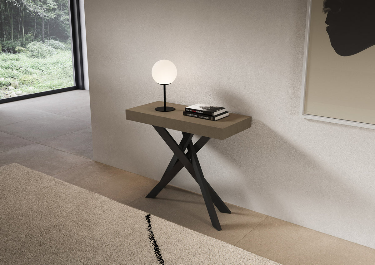 Consolle allungabile 90x40/196 cm Altavilla Small Tortora gambe antracite
