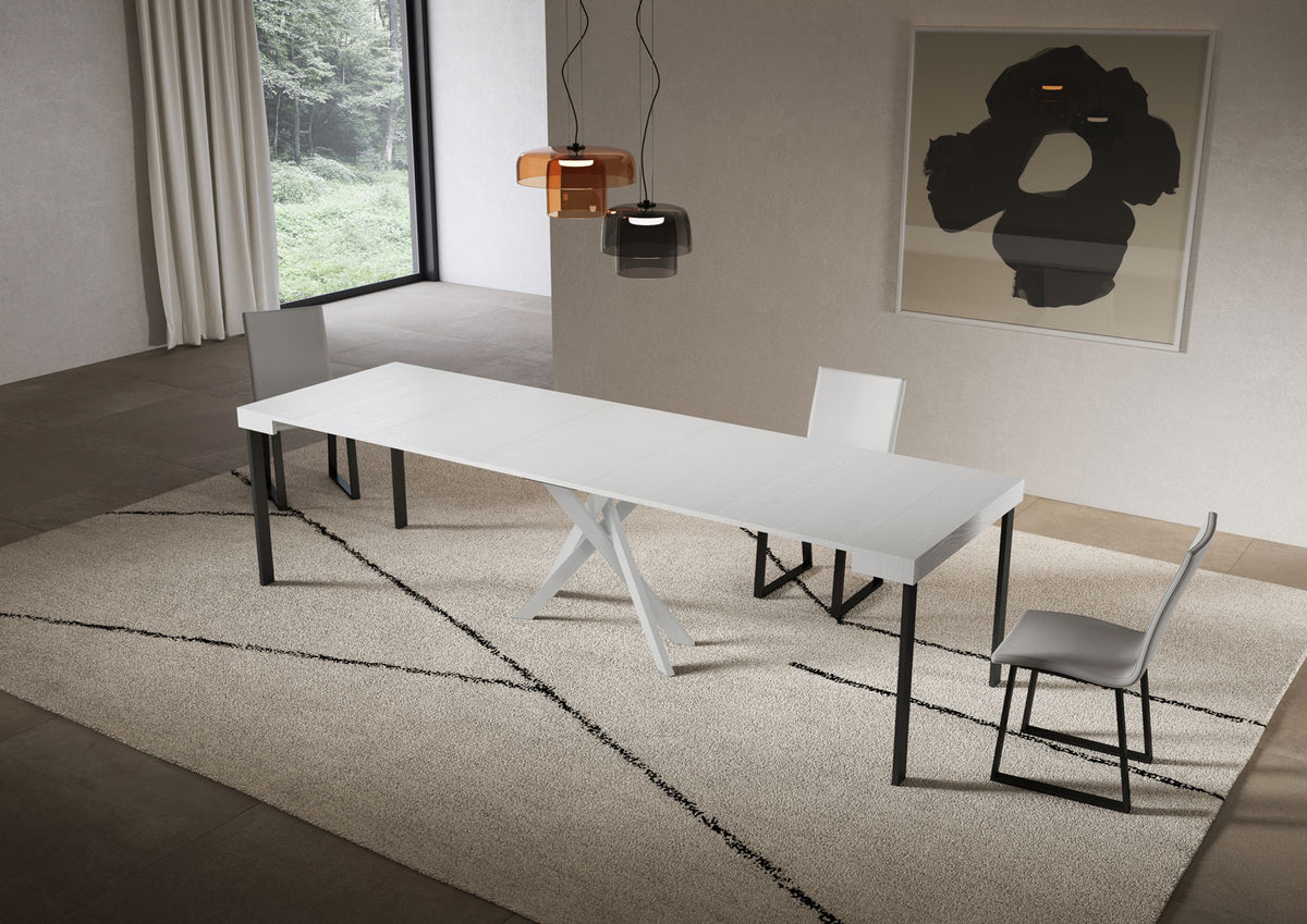 Consolle allungabile 90x40/300 cm Altavilla Bianco Frassino gambe bianche