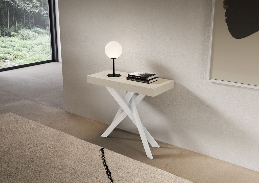Consolle allungabile 90x40/196 cm Gazzo Small Cashmere gambe bianche