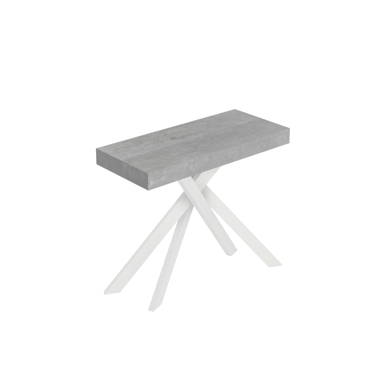 Consolle allungabile 90x40/196 cm Altavilla Small Cemento gambe bianche