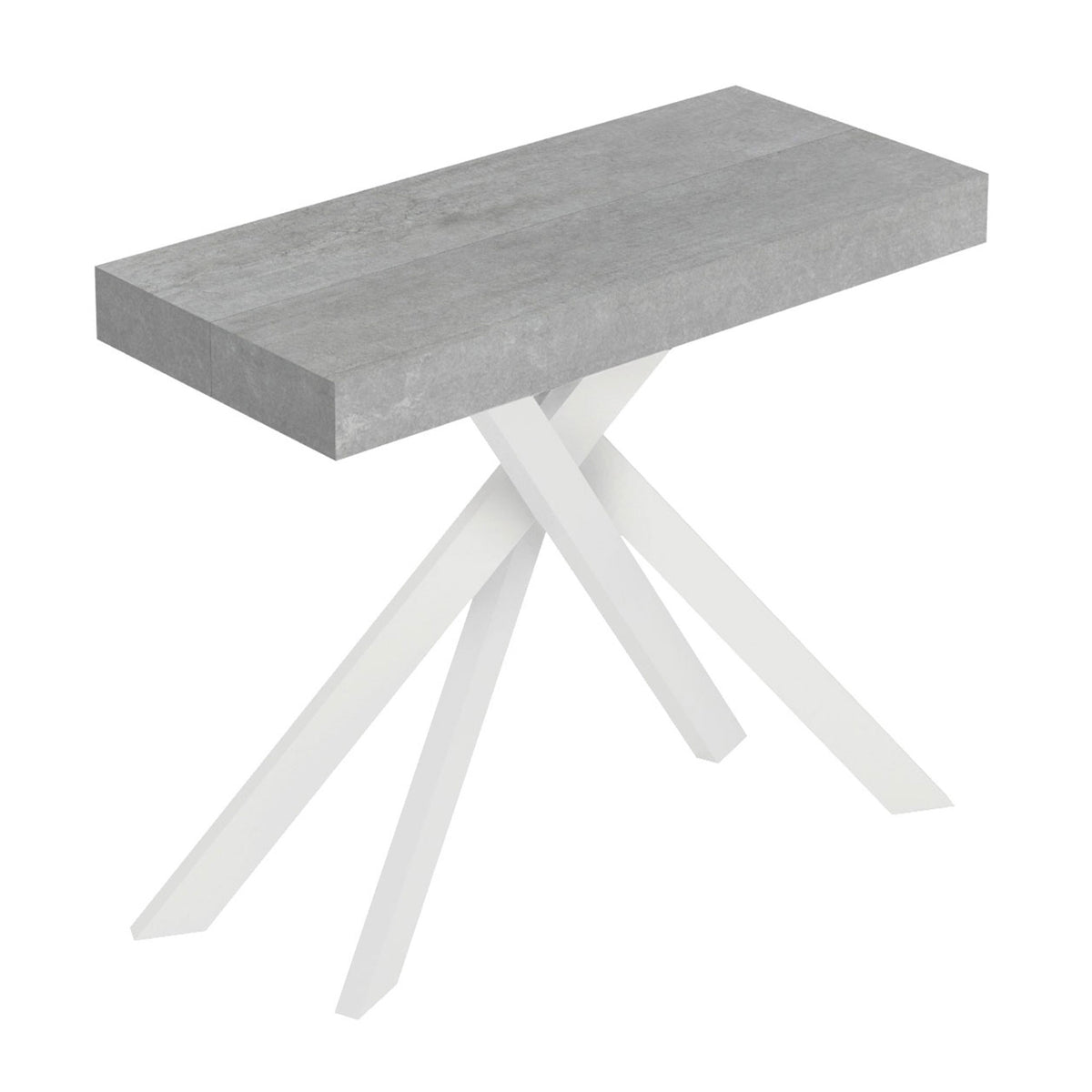 Consolle allungabile 90x40/196 cm Altavilla Small Premium Cemento gambe bianche
