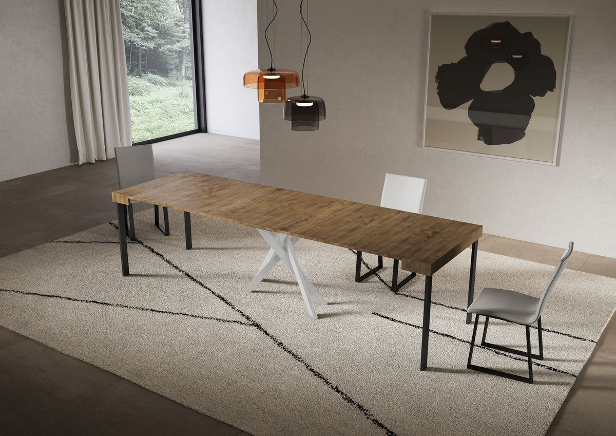 Consolle allungabile 90x40/300 cm Altavilla Noce gambe bianche
