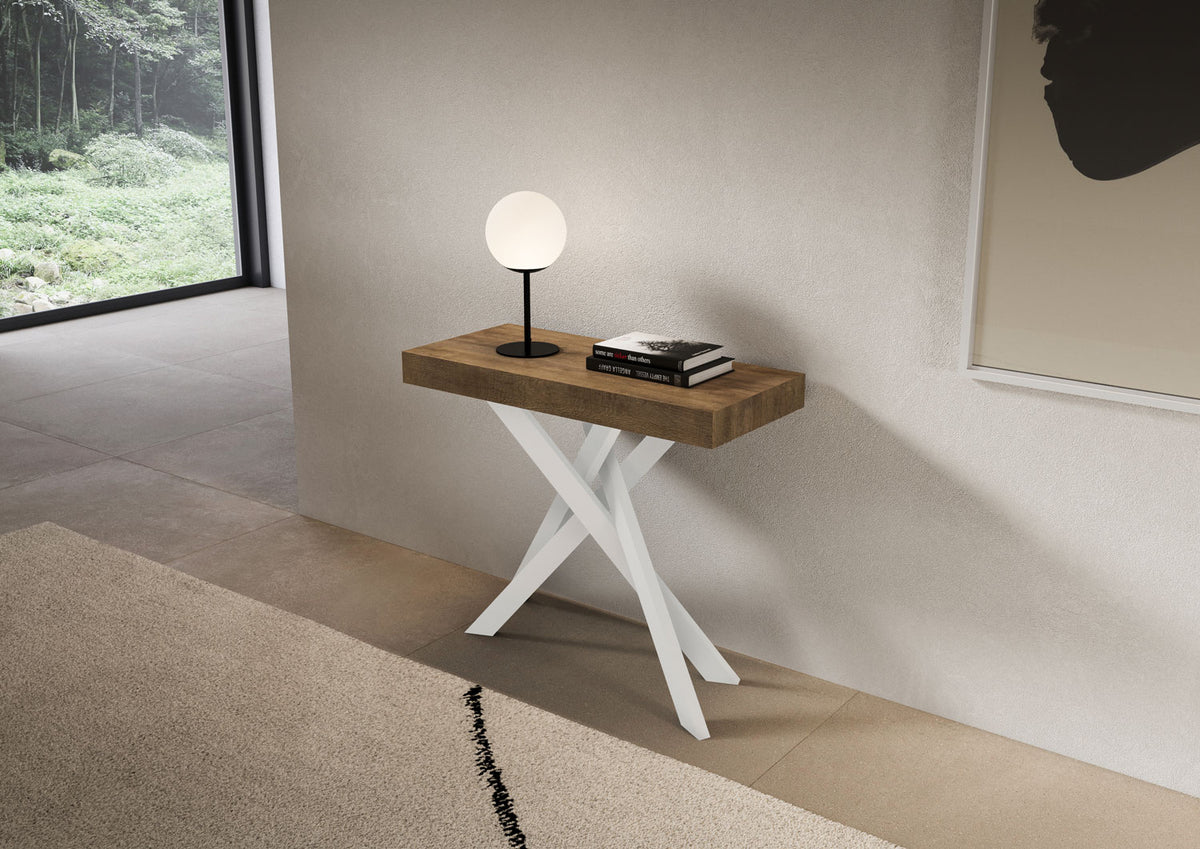 Consolle allungabile 90x40/300 cm Altavilla Noce gambe bianche