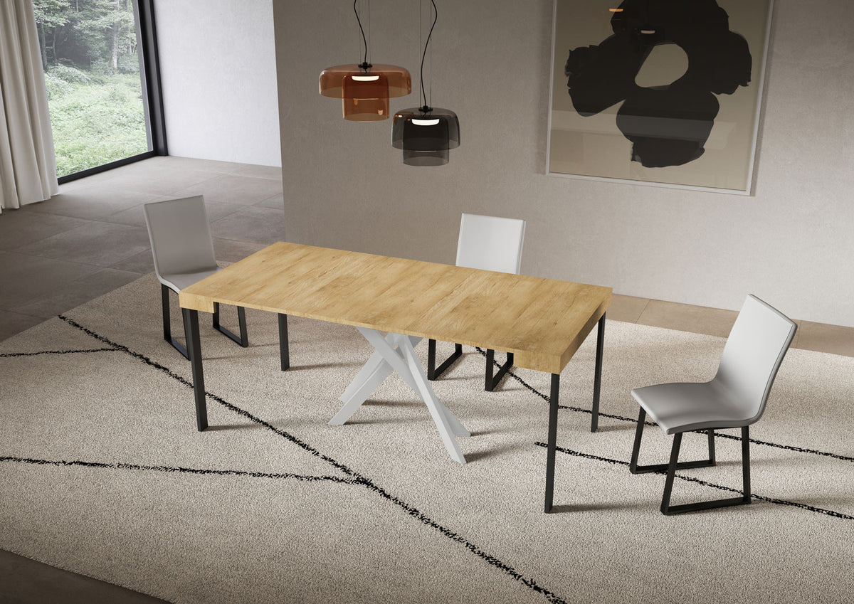 Consolle allungabile 90x40/196 cm Altavilla Small Quercia Natura gambe bianche