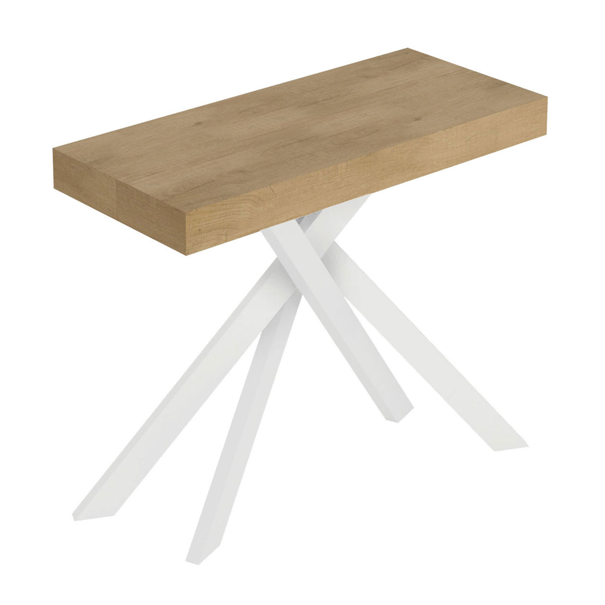 Consolle allungabile 90x40/196 cm Altavilla Small Premium Quercia Natura gambe bianche