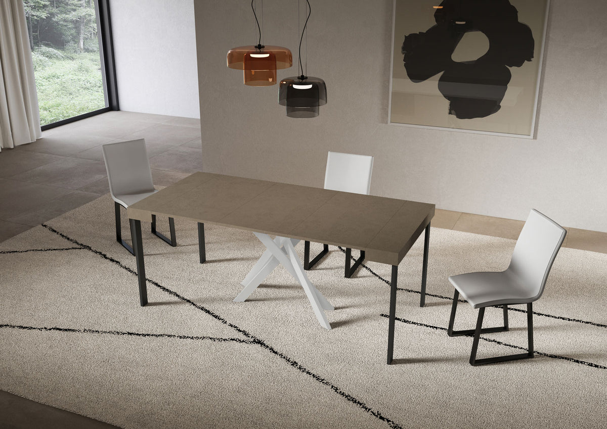 Consolle allungabile 90x40/196 cm Altavilla Small Tortora gambe bianche