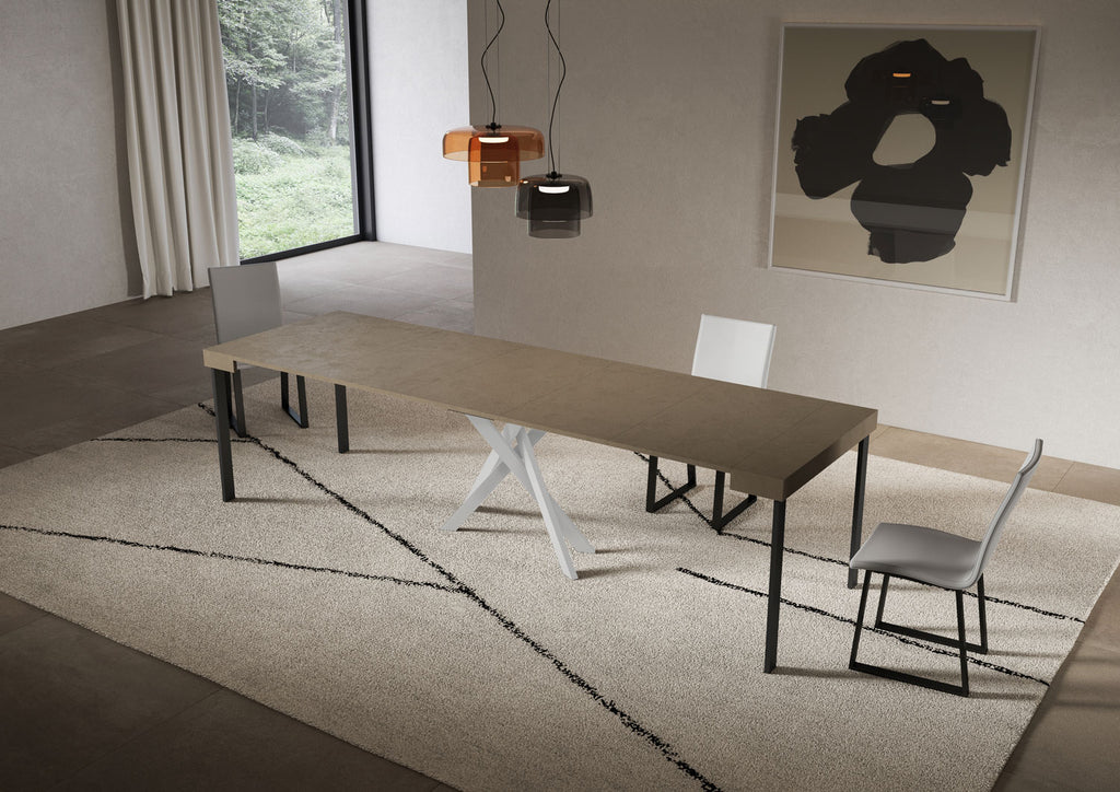 Consolle allungabile 90x40/300 cm Altavilla Tortora gambe bianche