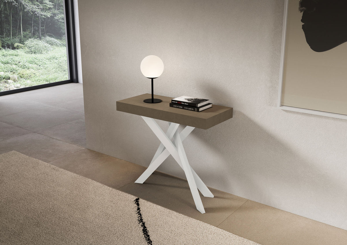 Consolle allungabile 90x40/300 cm Altavilla Tortora gambe bianche