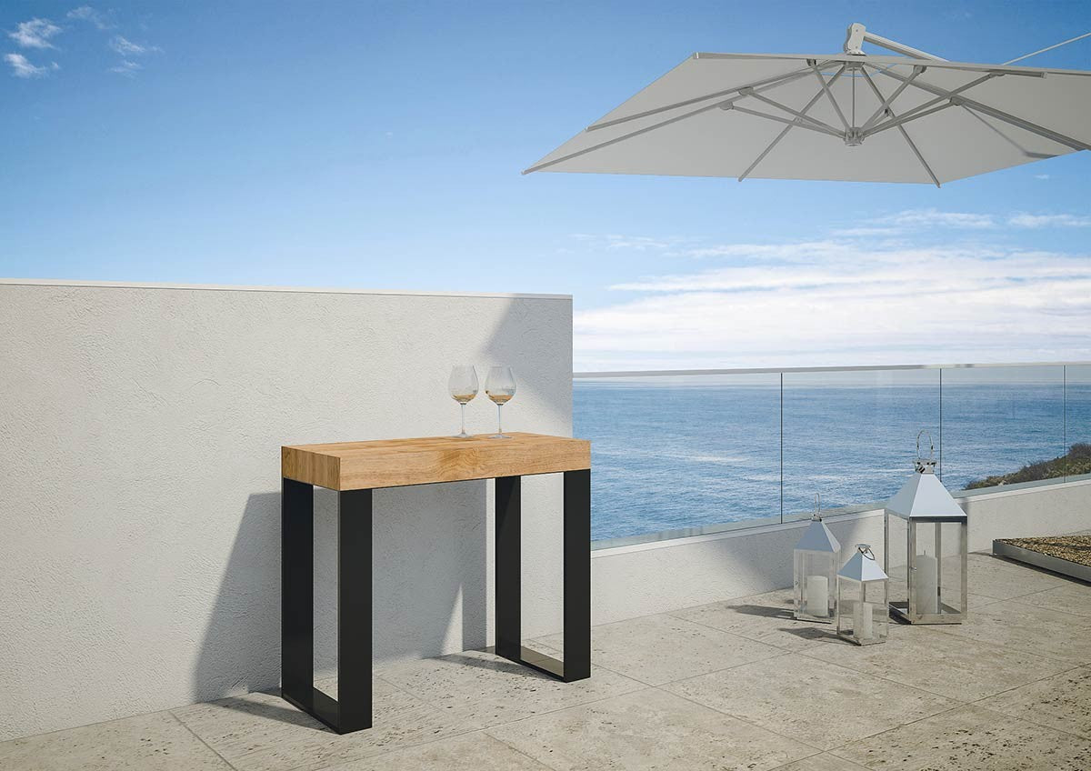 Consolle allungabile 90x40/290 cm Pieve Abete Tinto telaio Antracite