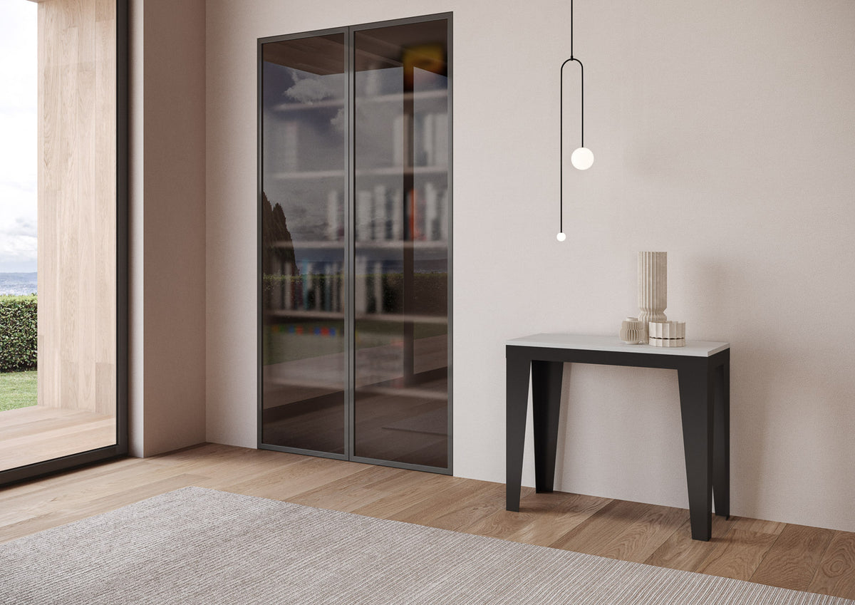 Consolle allungabile 90x40/300 cm Marcon Evolution Bianco Frassino telaio Antracite