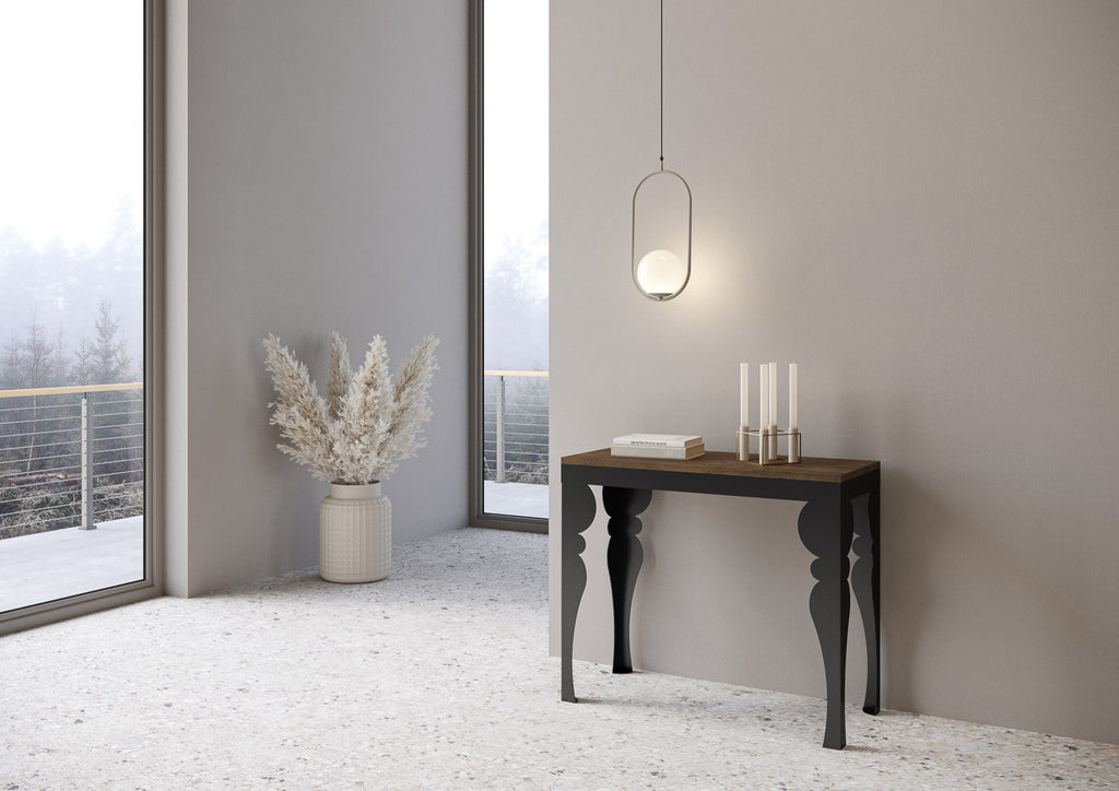 Consolle allungabile 90x40/196 cm Mira Small Evolution Noce telaio Antracite