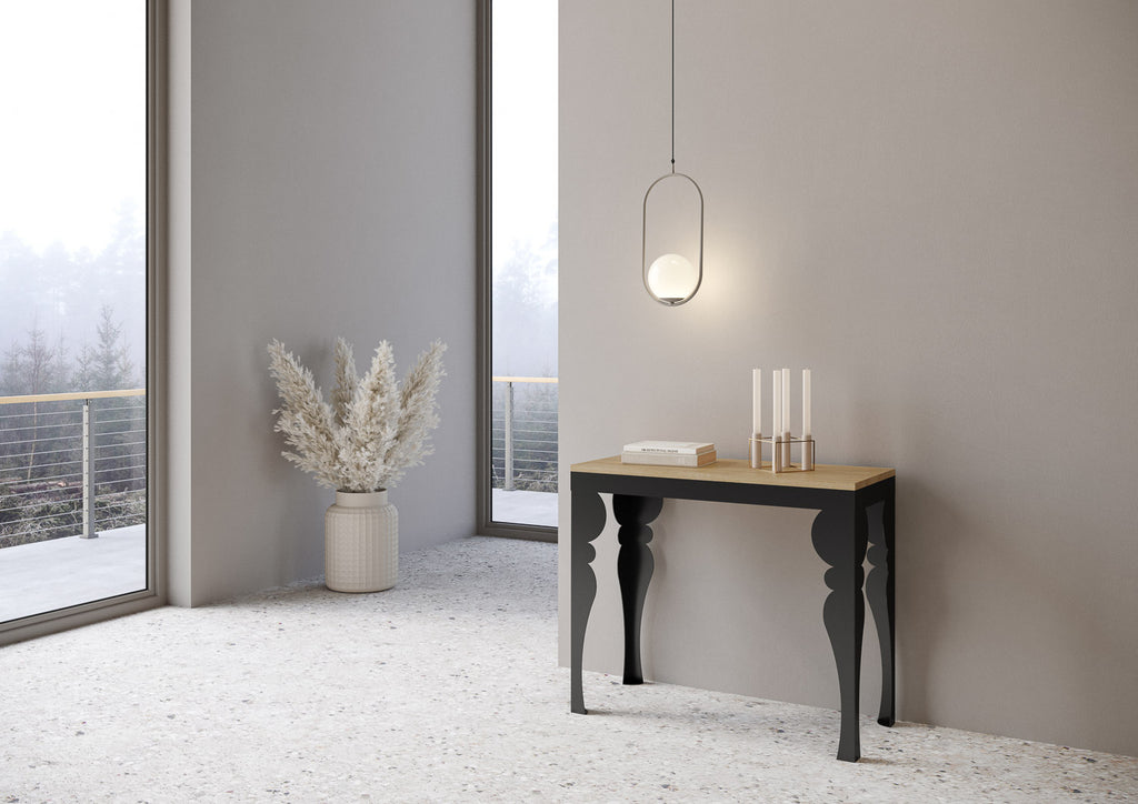 Consolle allungabile 90x40/196 cm Mira Small Evolution Quercia Natura telaio Antracite
