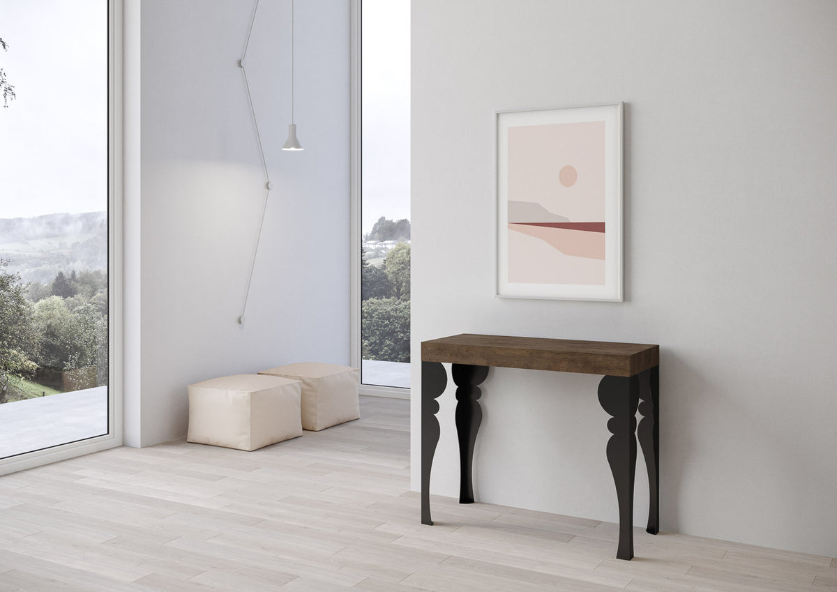 Consolle allungabile 90x40/300 cm Mira Premium Noce telaio Antracite